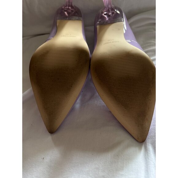 Lilac Patent Leather Pointed Toe Heels With Transparent Block Heel Size 11 - Picture 6 of 11